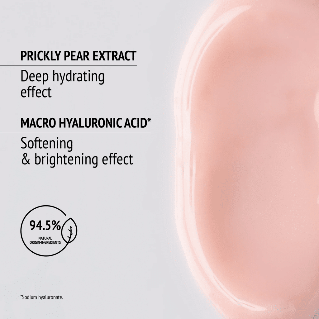 Hydramemory Hydra-Boost Lip Mask met cactusvijgextract en macro hyaluronzuur voor intensieve hydratatie en bescherming tegen uitdroging.
